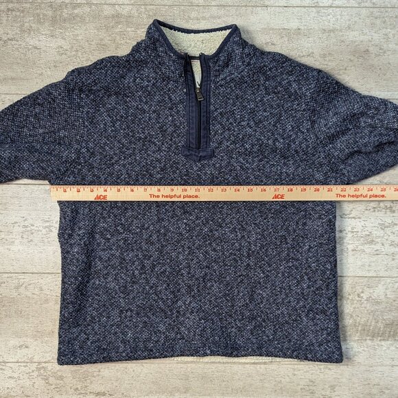 Orvis 1/4 Zip Sherpa Lined Sweater Men's Medium Blue Long Sleeve High Neck - Picture 4 of 6